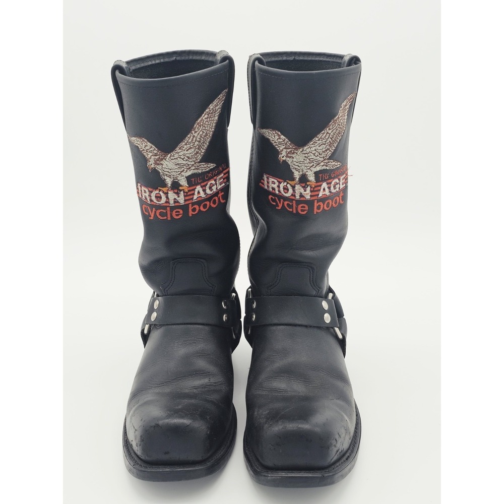 Iron Age Falcon Men's Leather Steel Toe Motorcycle Boots Size 9 D